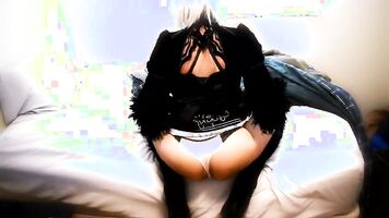 2B Cosplay Tease w/ Dildo hotdogging