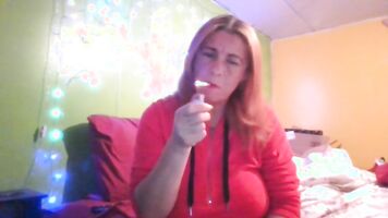 smoking in the bedroom and teasing my nipples and tit