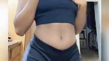 Super Sexy Darkskin Ebony Teen Strips in Her Bathroom