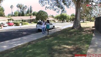 Busty ebony Milf gets fucked until her huge boobs bouncin