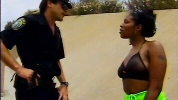 Slutty ebony babe banged by dirty policeman