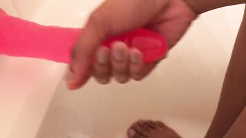 Sweet girl rubs your dick *POV* ( showing feet)