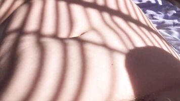 Stepmom Spreading Pussy Close and Fuck in The Sun Cumshot on Ass 4K HD